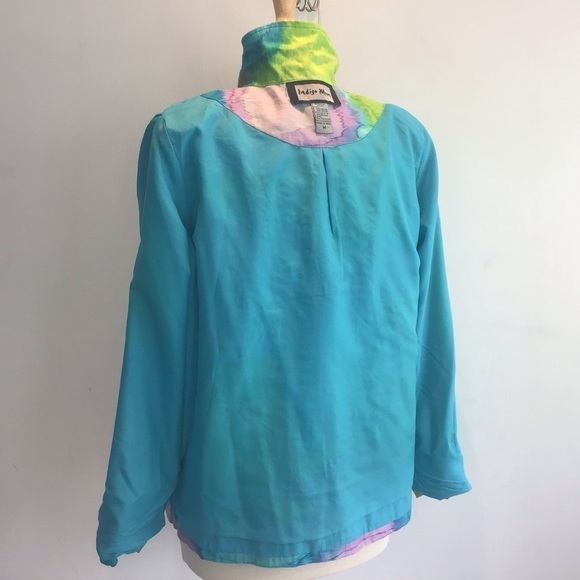 Indigo Moon embroidered and embellished jacket on watercolor effect cloth Medium - Picture 6 of 11